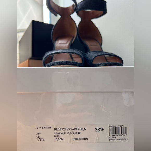 Givenchy Shark Lock Dark Blue Denim Open Toe Ankle Strap Sandals Pumps size 38.5 - Picture 11 of 12